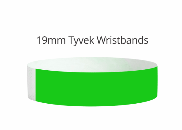 100x Neon Green 19mm Plain Tyvek Wristband