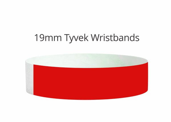 100x Red 19mm Plain Tyvek Wristband