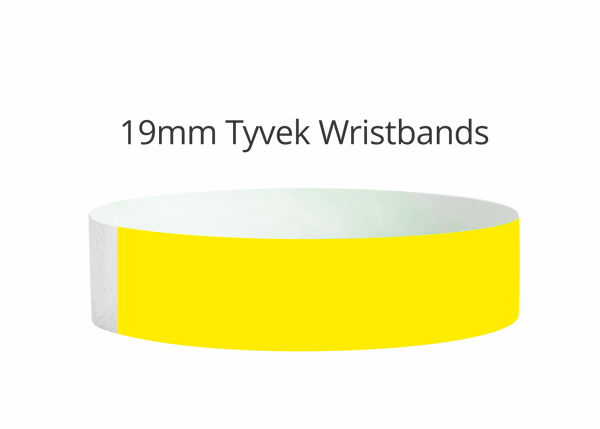 100x Neon Yellow 19mm Plain Tyvek Wristband