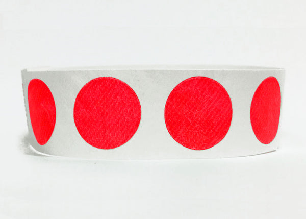 100x Red Circles 19mm Tyvek Wristband