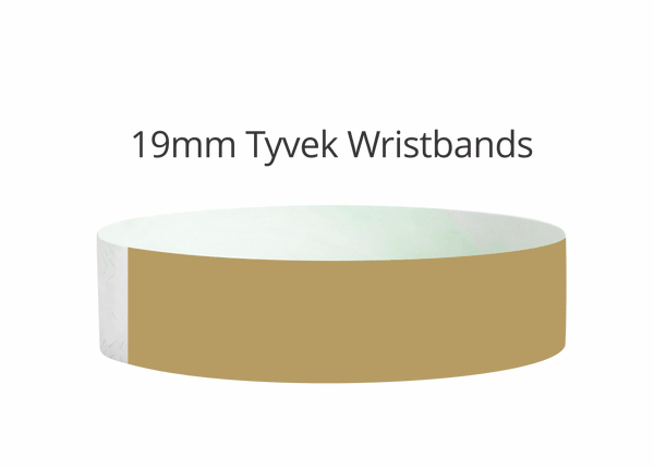 100x Gold 19mm Plain Tyvek Wristband