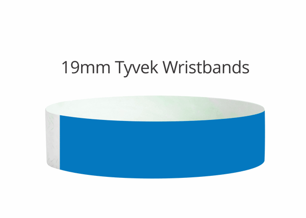 100x Neon Blue 19mm Plain Tyvek Wristband