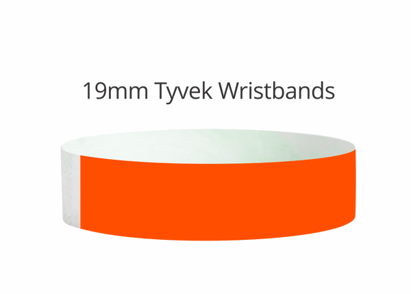 100x Neon Orange 19mm Plain Tyvek Wristband