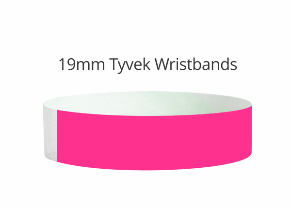 100x Neon Pink 19mm Plain Tyvek Wristband