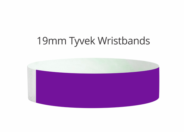100x Purple 19mm Plain Tyvek Wristband