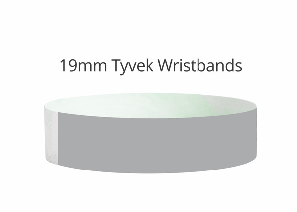 100x Silver 19mm Plain Tyvek Wristband